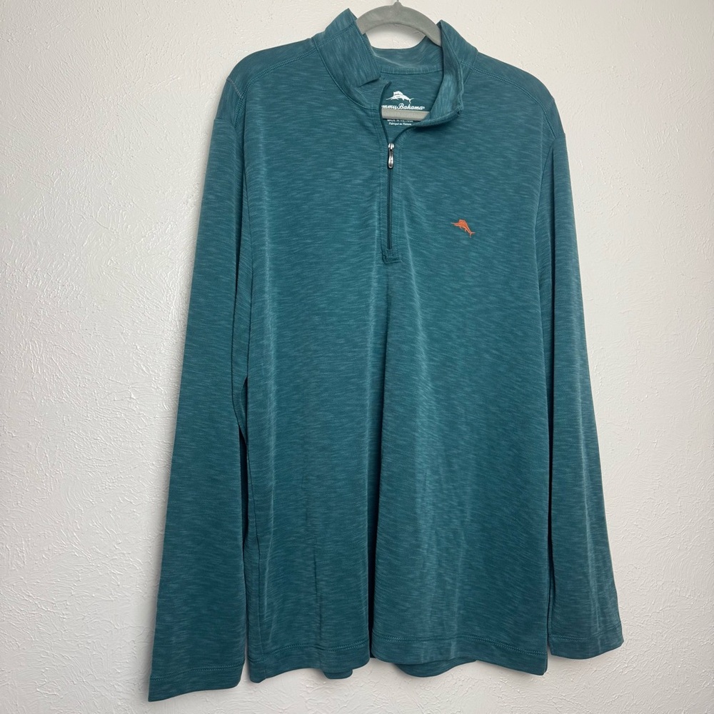 Tommy Bahama Teal Space Dye‎ Quarter Zip Pullover